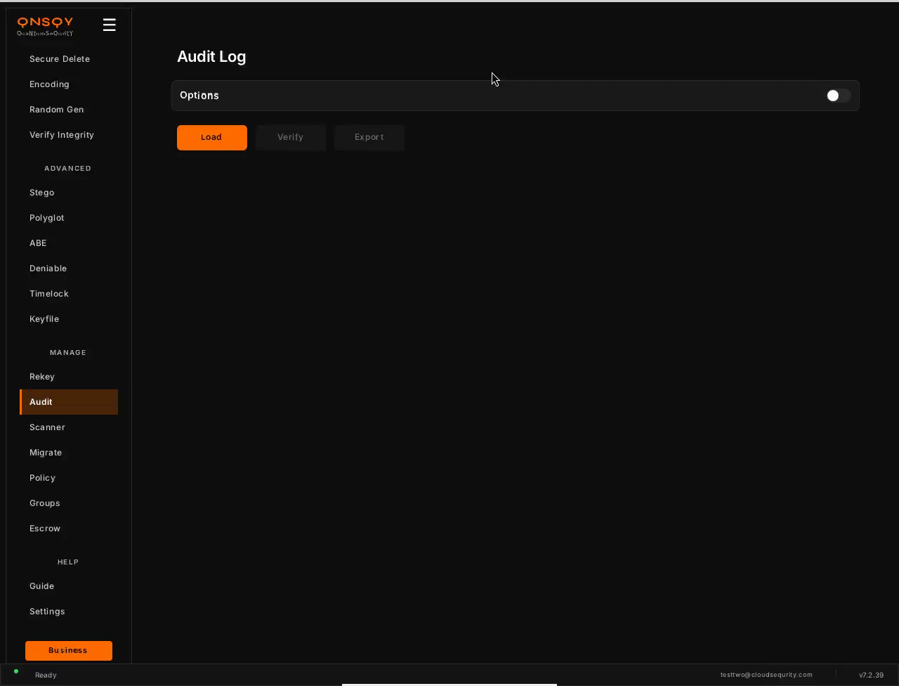 The Audit Log screen on Linux